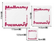 メロジョイ 予備袋 3サイズの寸法図（大 横17.5×縦17.5cm／中 横14.5×縦15cm／小 横8×縦12.5cm）。Mellojoyロゴ入り透明ジッパー袋