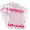 メロジョイ 予備袋を重ねた様子。Mellojoyロゴ入り透明ジッパー付きPVC袋（スクイーズ用替え袋）