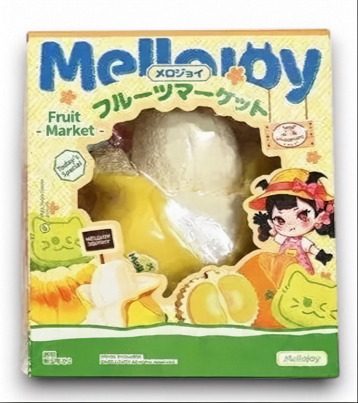 メロジョイ ベイビーバナナのパッケージ。フルーツマーケットシリーズのブラインドボックス。